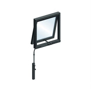 Single window operated using a Highline Manual Window Opener Kit in black.
